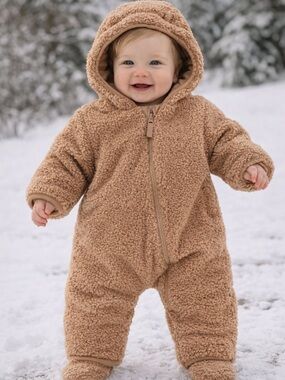 Wonder Nation Plush Teddy Sherpa One-Piece in Light Brown.  Size 6-9 months. NWT